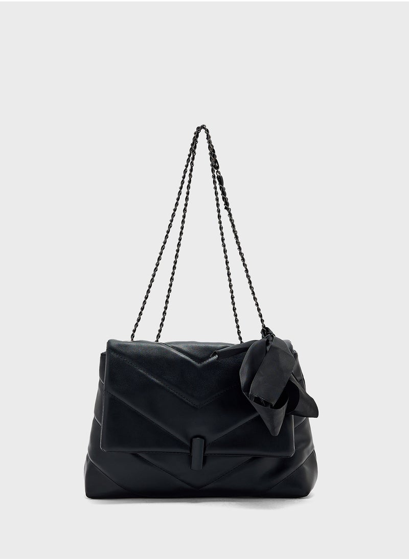 Quilted Crossbody Bag With Bow Detail