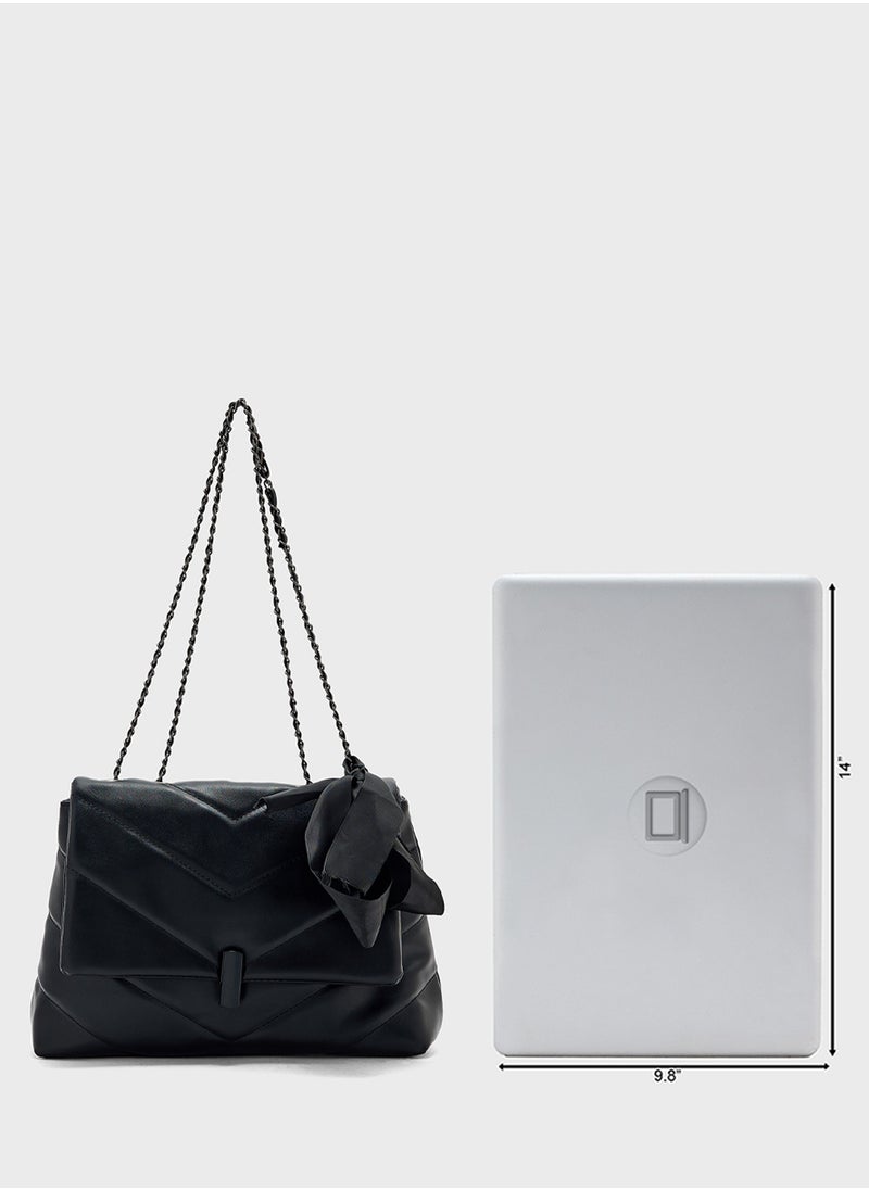 Quilted Crossbody Bag With Bow Detail