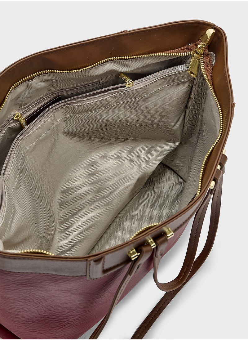 Color Block Tote Bag