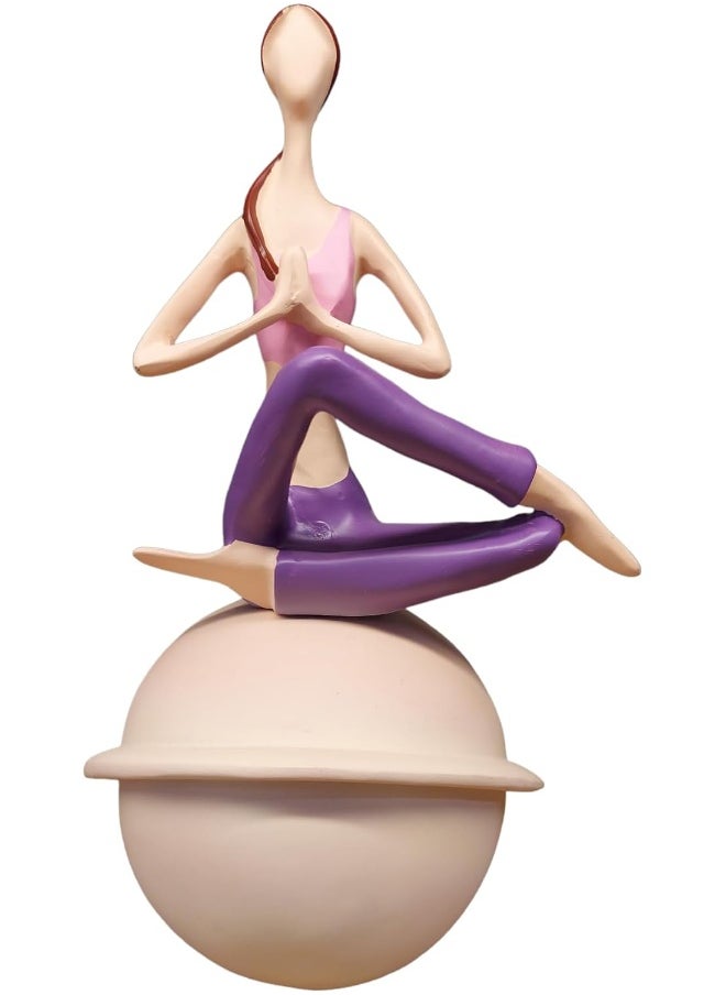 Resin Figures Sculpture Yoga Girl Ornament European Statue for Home Living Room Office Decor (C)