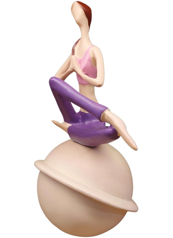 Resin Figures Sculpture Yoga Girl Ornament European Statue for Home Living Room Office Decor (C)