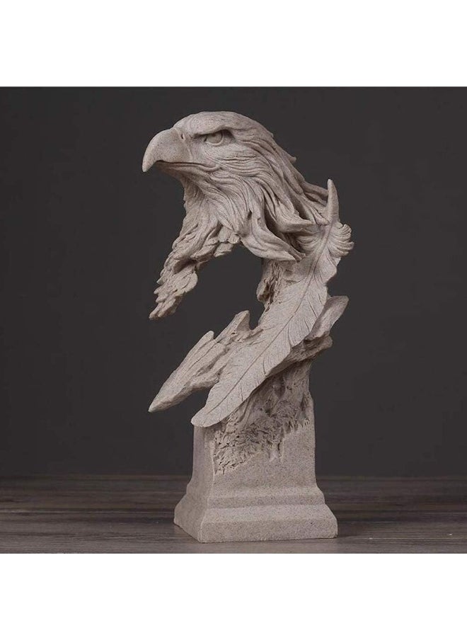 Resin Hawk Eagle Head Statue, Eagle Head Bust Home Decor For Living Room, Office (21x17x31cm)