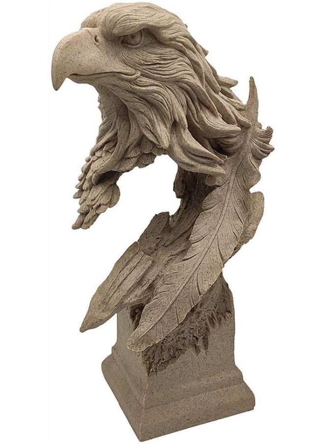 Resin Hawk Eagle Head Statue, Eagle Head Bust Home Decor For Living Room, Office (21x17x31cm)