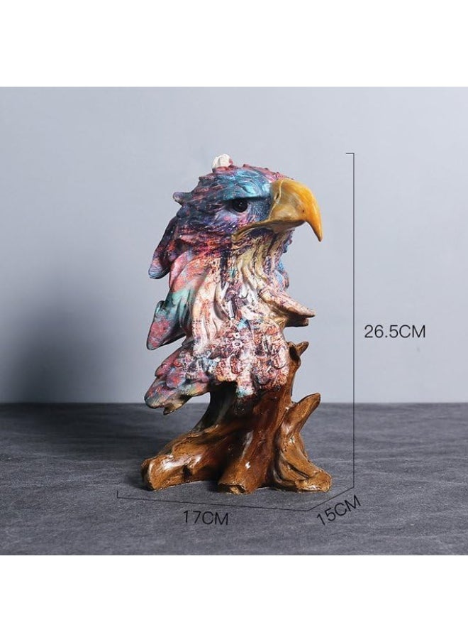 Realistic Animals Statue Colorful Art Design Resin Wolf/Horse/Eagle Desktop Ornaments for Shelf Office (Eagle)