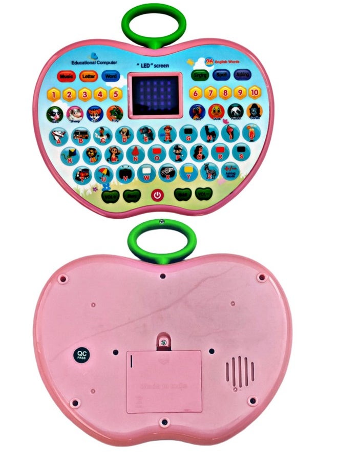 Ruhani Educational Mini Designer Computer Laptop Toy for Kids LED Display and Fun Music for Learning Alphabets Numbers Words and Animals-Multi Colour