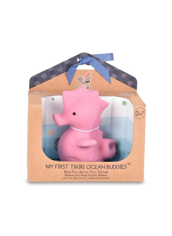 Tikiri Toys Ocean Buddies Sea Horse Natural Rubber Rattle (Pink)