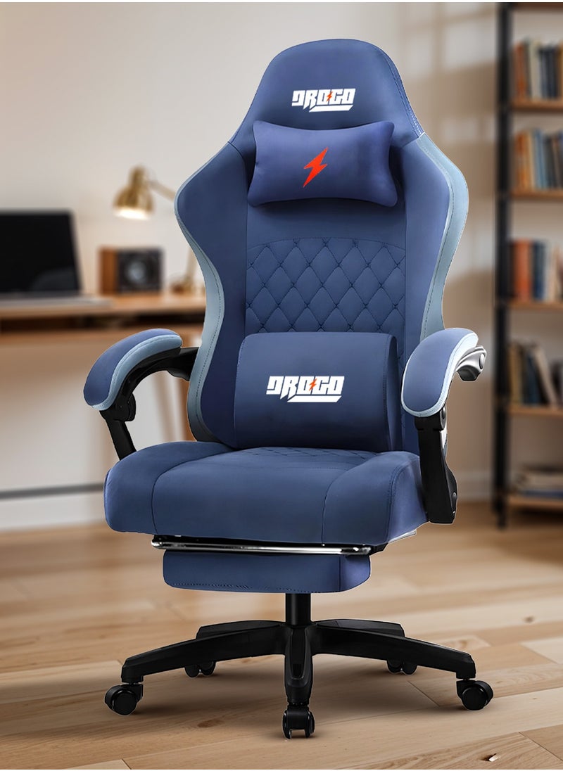 Throne Ergonomic Gaming Chair, Video Game Chair with Linkage Armrest, Footrest u0026 Adjustable Seat Computer Chair with Fabric, Head u0026 Massager Lumbar Pillow Home u0026 Office Chair with Reclin