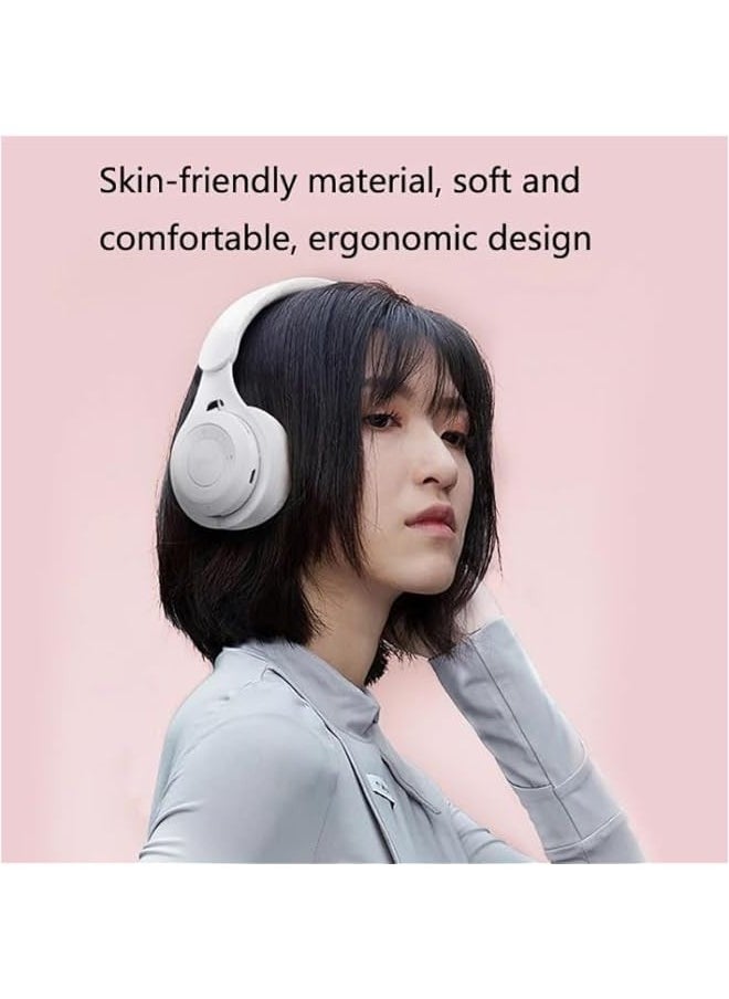 Upgraded Hybrid Noise Cancelling Headphones with Transparent Modes Wireless Bluetooth with Mic Deep Bass Soft-Earpads Hi-Fi Audio Comfortable Fit Long Playtime for Home Office Travel Over Ear White