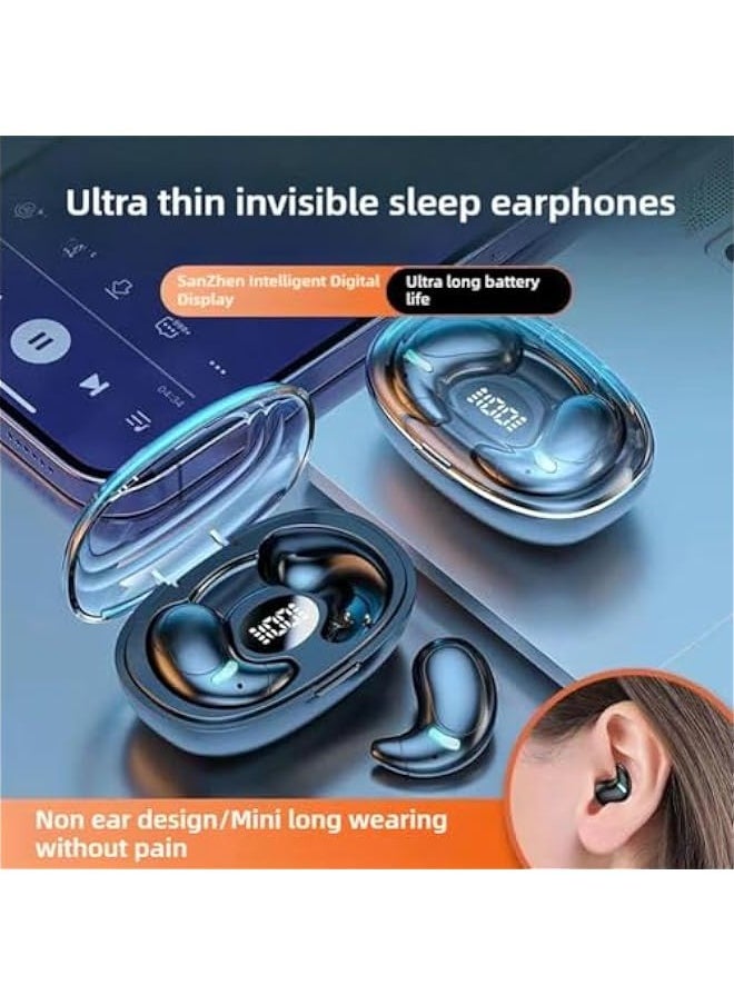 Bluetooth 5.3 Sleep Earbuds, Invisible In-Ear, IPX5 Waterproof, 6.5Hrs Playback, Type-C Fast Charging, White