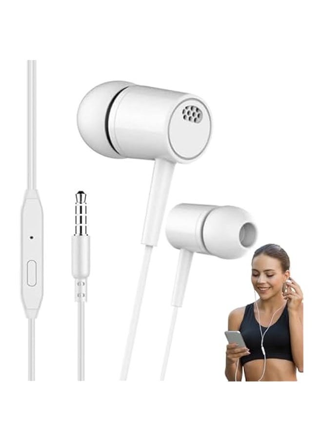 Wired Earbuds in Ear Headphones - Ergonomic Headphones with Microphone, 3.5mm Jack Heavy Bass Stereo Ear Buds | Advanced Noise Cancellation Powerful Bass Earphones for Smartphones, Laptops, Computer