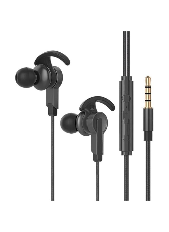 Black Wired Earbuds in-Ear Noise Isolation 3.5mm Headset HD Bass Driven Audio Lightweight Earphones with Microphone for Samsung, Computer, Compatible with All Smartphones Tablets iPod IPad MP3 Playe