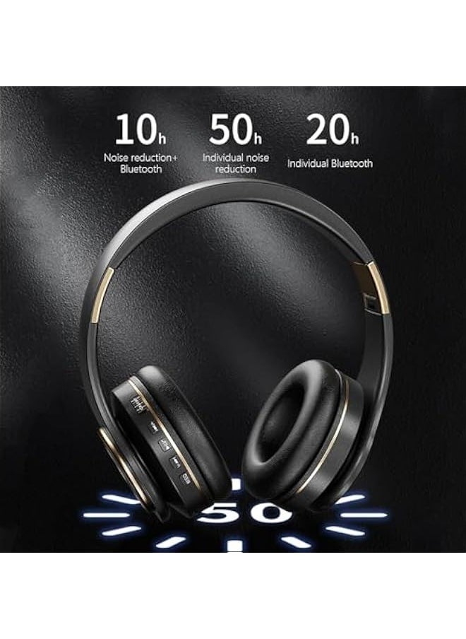 Wireless Bluetooth Headset Bluetooth 5.0 Mobile Game Music Sports Headphones, Noise Cancelling, Foldable Lightweight Headset with Bass, HiFi Stereo Sound for Travel Work Cellphone