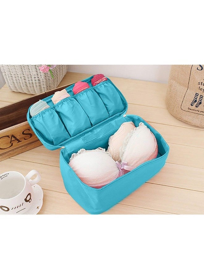 House of Quirk Portable Multifunctional Underwear Socks Bra Organizer Travel Case Storage Bag Bucket Packing Cosmetic Bag - Sky Blue
