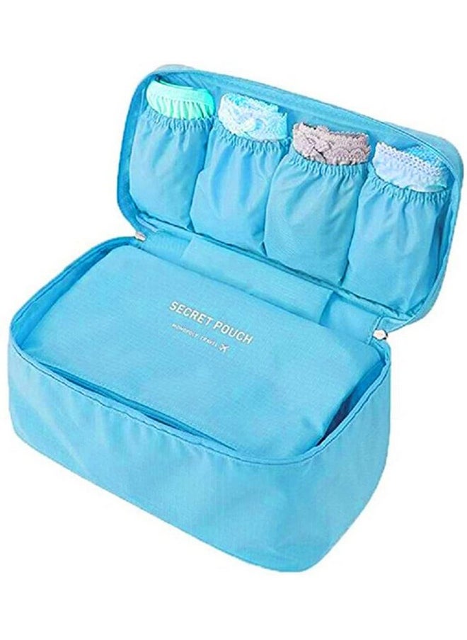 House of Quirk Portable Multifunctional Underwear Socks Bra Organizer Travel Case Storage Bag Bucket Packing Cosmetic Bag - Sky Blue