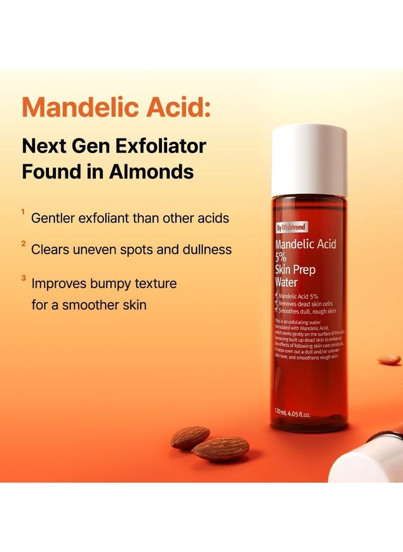 BY WISHTREND Mandelic Acid 5% Skin prep Water, Gentle Skin Korean exfoliator for face, Aha Bha Toner, Ideal for Sensitive Skin | Helping clogged pores and Glow up