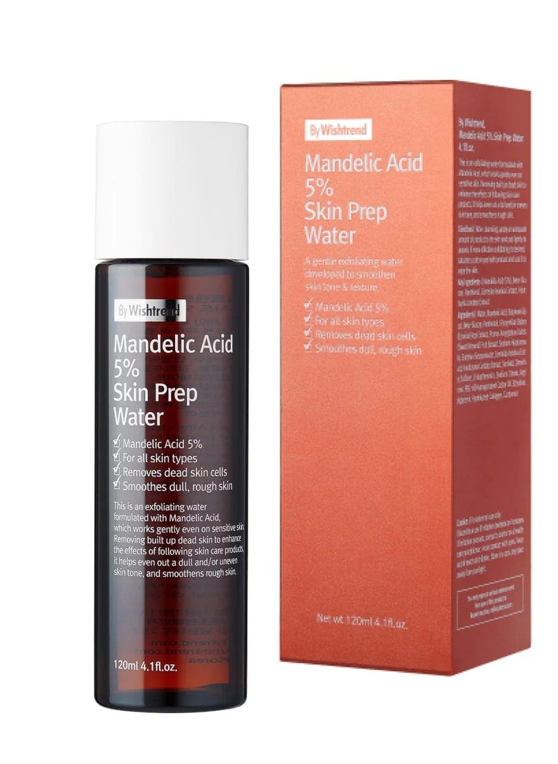 BY WISHTREND Mandelic Acid 5% Skin prep Water, Gentle Skin Korean exfoliator for face, Aha Bha Toner, Ideal for Sensitive Skin | Helping clogged pores and Glow up