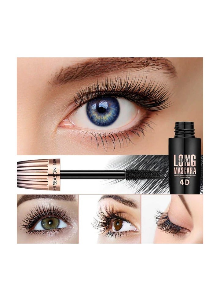 Aliver Professional 4D Silk Fiber Lash Long-Lasting Mascara, Free From Artifical Colors Waterproof, Define Lashes with Zero Clumps, No Smudging, Longer Thicker Dramatic Eyelashes Extension, Black 10ML