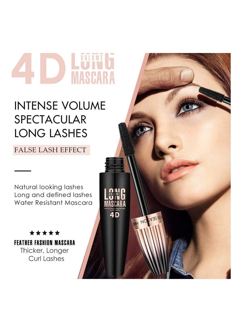 Aliver Professional 4D Silk Fiber Lash Long-Lasting Mascara, Free From Artifical Colors Waterproof, Define Lashes with Zero Clumps, No Smudging, Longer Thicker Dramatic Eyelashes Extension, Black 10ML