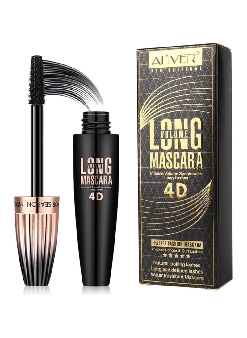 Aliver Professional 4D Silk Fiber Lash Long-Lasting Mascara, Free From Artifical Colors Waterproof, Define Lashes with Zero Clumps, No Smudging, Longer Thicker Dramatic Eyelashes Extension, Black 10ML