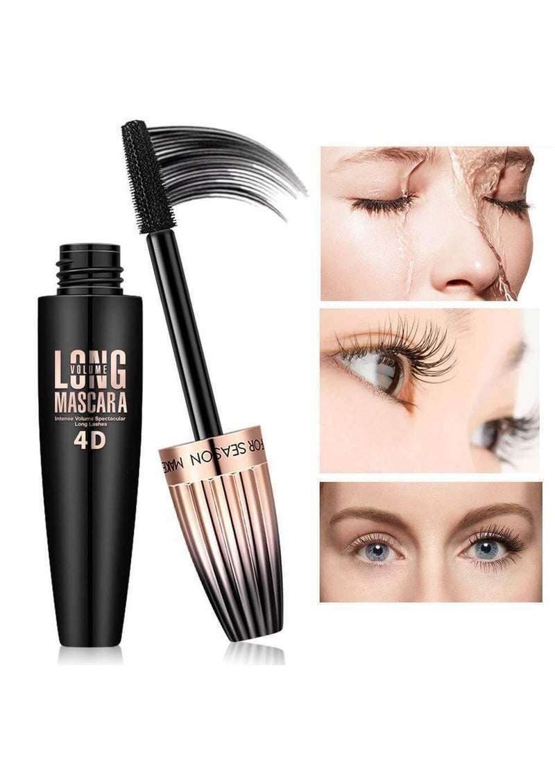 Aliver Professional 4D Silk Fiber Lash Long-Lasting Mascara, Free From Artifical Colors Waterproof, Define Lashes with Zero Clumps, No Smudging, Longer Thicker Dramatic Eyelashes Extension, Black 10ML