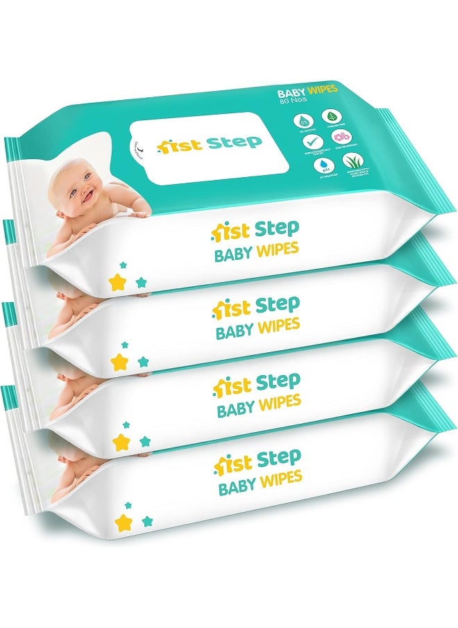 1st Step Baby Wet Wipes Enriched With Aloe-Vera And Jojoba Oil (80Pcs, Pack Of 4)