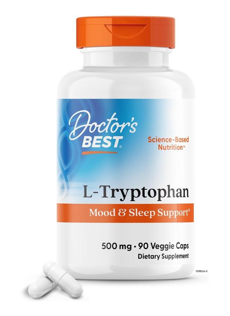 L-Tryptophan , Helps Sleep, Healthy Mood & Behavior, Non-GMO, Vegan, Gluten & Soy Free, Veggie Caps, Promotes Normal, Healthy Restful Sleep, 90 Count