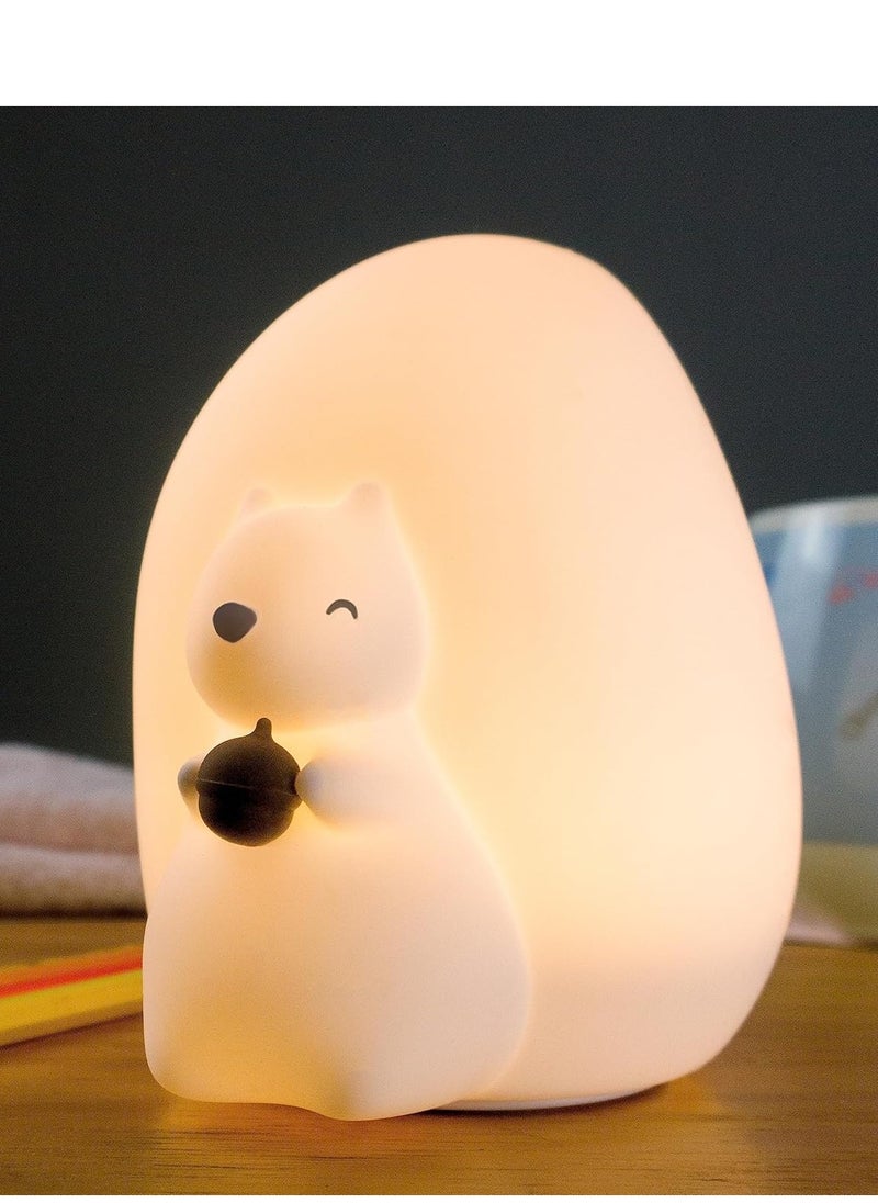 Cute Squirrel Night Light for Kids with 7 Color Changing Modes, USB-C Rechargeable LED Night Light with Remote Control, Kids Room Night Light