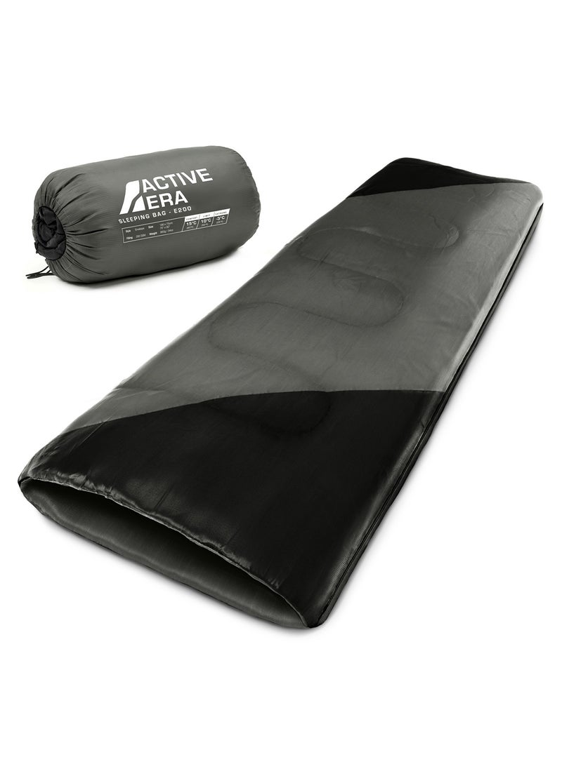 Era Premium Envelope Sleeping Bag For Adults And Kids, Lightweight & Warm For Traveling, Camping, Hiking, Indoor & Outdoor Activities - Rectangle, 190 X 75 Cm - Black