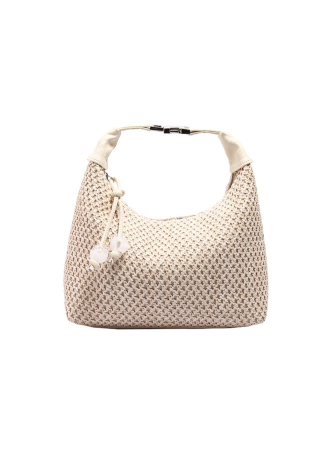 Women's Woven Straw Beach Bag – Lightweight Crossbody with Zipper Pocket