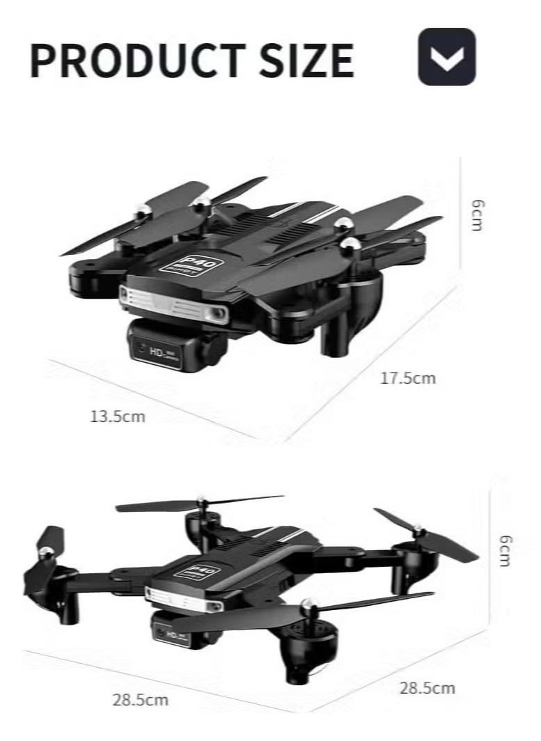 P40 Drone with Dual Camera – Remote Camera Mode Adjustment, Visual Positioning System, 4K HD Aerial Photography, Foldable & Portable Design, Includes Travel Suitcase, Ideal for Vlogging, Aerial Shots, and Outdoor Exploration