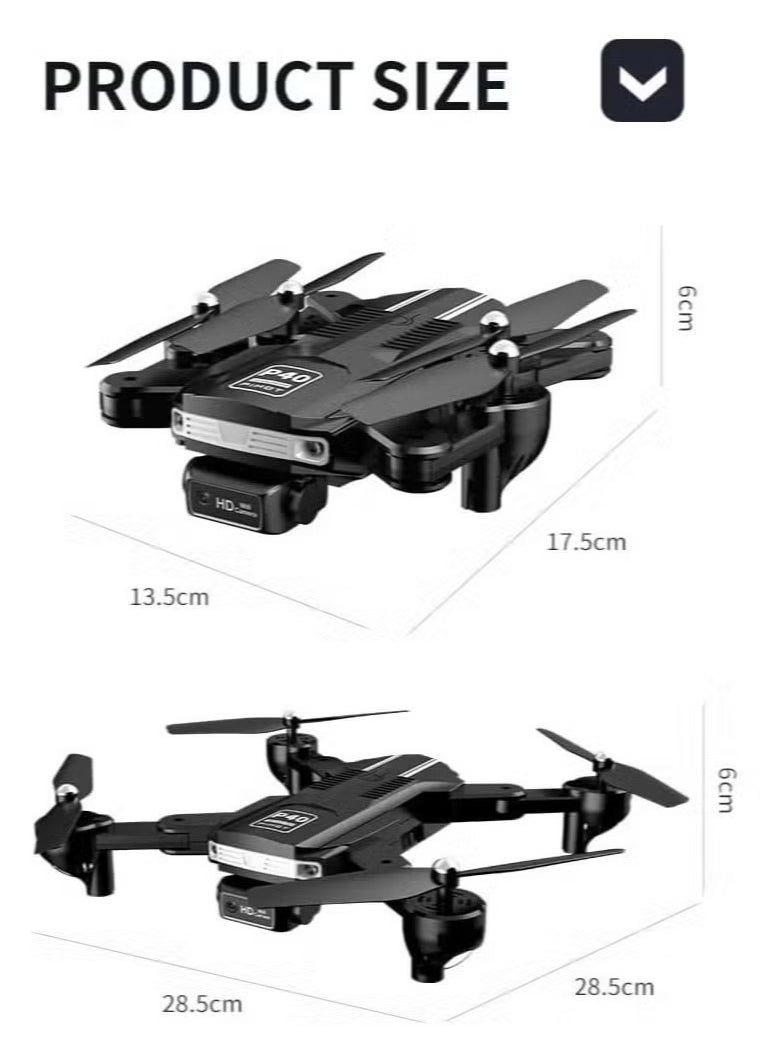 P40 Drone with Dual Camera – Remote Camera Mode Adjustment, Visual Positioning System, 4K HD Aerial Photography, Foldable & Portable Design, Includes Travel Suitcase, Ideal for Vlogging, Aerial Shots, and Outdoor Exploration