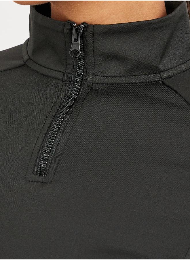 Reflective Zipper Pocket Zip Up Top and Leggings Set