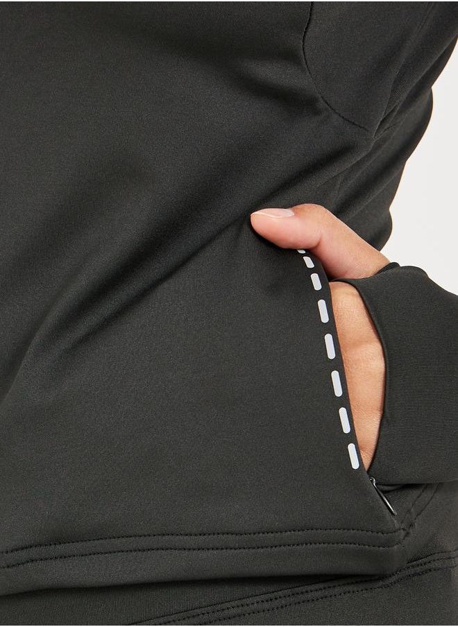 Reflective Zipper Pocket Zip Up Top and Leggings Set