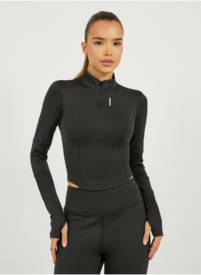Reflective Stripe Half Zip Up Top & Leggings Set
