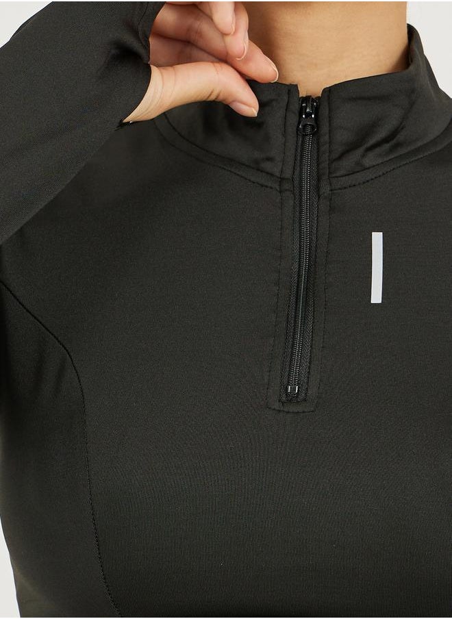 Reflective Stripe Half Zip Up Top & Leggings Set