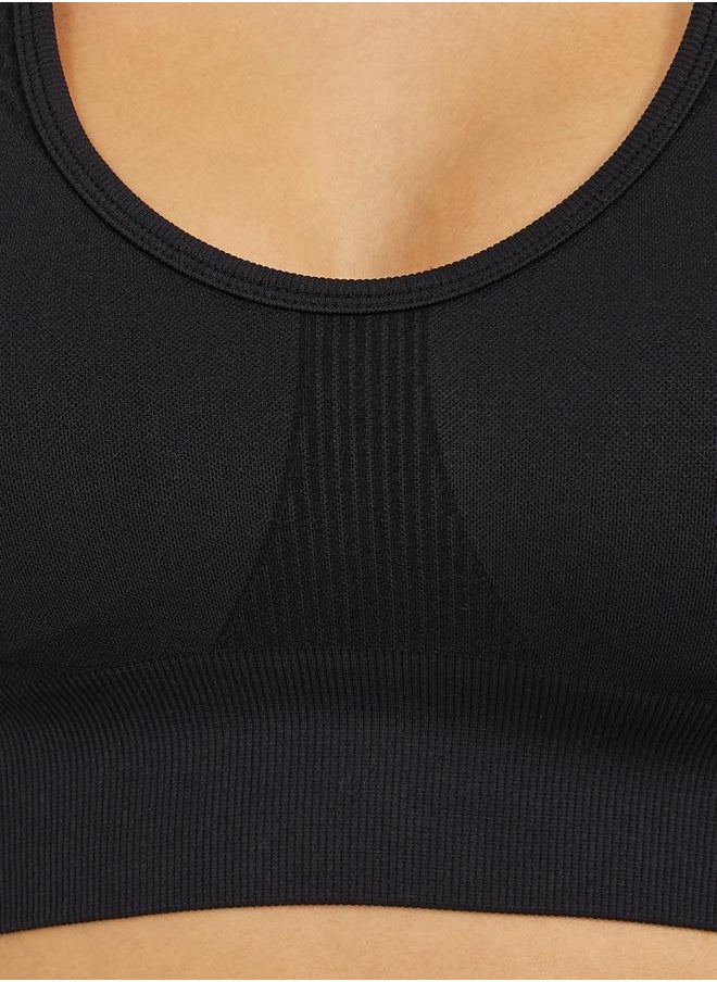 Tonal Textured Inserts Back Peep Racerback Sports Bra and Leggings Set