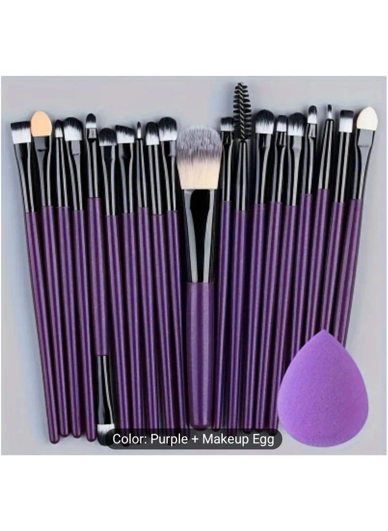 20-Piece Makeup Brush Set – ABS Handle & Soft Nylon Bristles – Foundation, Blush, Eyeshadow, Eyebrow & Lip Brushes – Travel-Friendly Beauty Kit