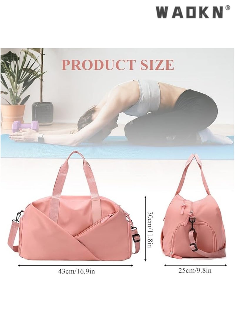 Sports Gym Bag for Women, Workout Duffel Bag Travel Bags Swim Sports Travel Gym Bag with Dry Wet Pocket and Shoe Compartment Travel bag Yoga Bag (Pink)
