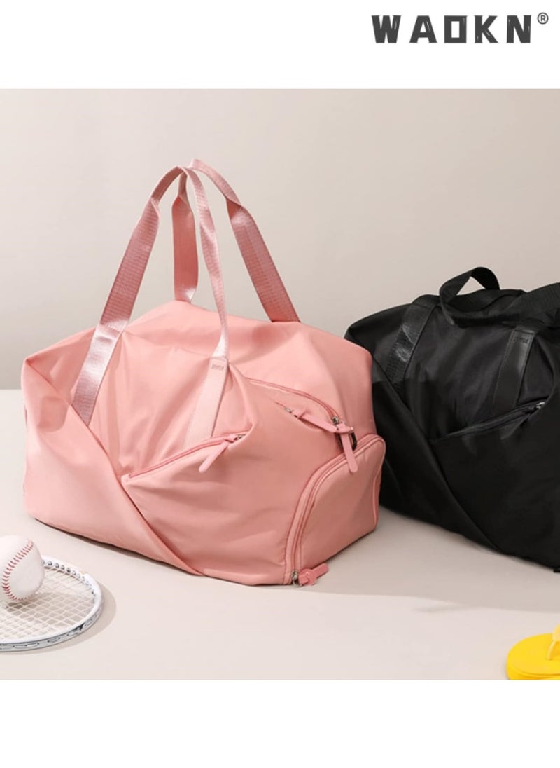 Sports Gym Bag for Women, Workout Duffel Bag Travel Bags Swim Sports Travel Gym Bag with Dry Wet Pocket and Shoe Compartment Travel bag Yoga Bag (Pink)