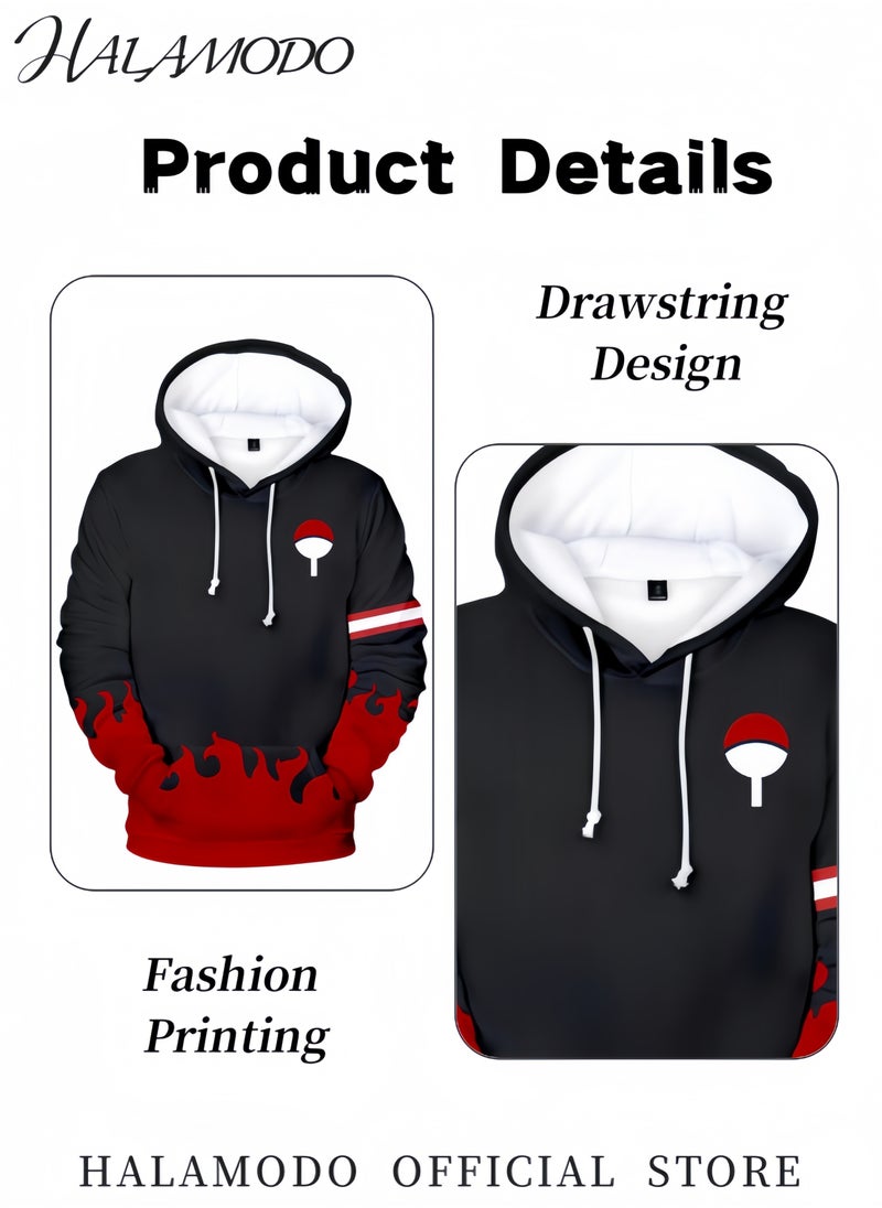 Unisex Hoodie Long-Sleeved Printed Tops Casual Sweatshirts Soft Sportswear Fashion Youth Pullovers with Drawstrings and Large Pockets for Daily Wear