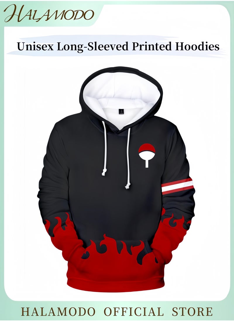 Unisex Hoodie Long-Sleeved Printed Tops Casual Sweatshirts Soft Sportswear Fashion Youth Pullovers with Drawstrings and Large Pockets for Daily Wear