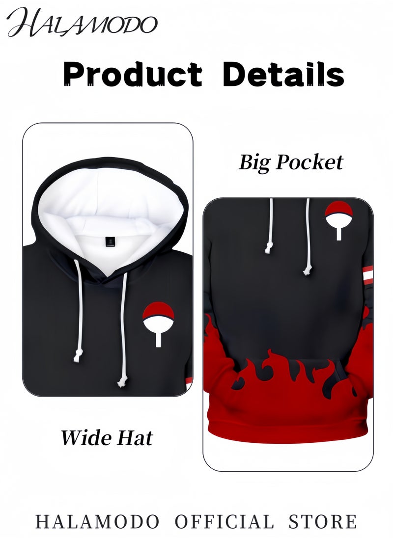 Unisex Hoodie Long-Sleeved Printed Tops Casual Sweatshirts Soft Sportswear Fashion Youth Pullovers with Drawstrings and Large Pockets for Daily Wear