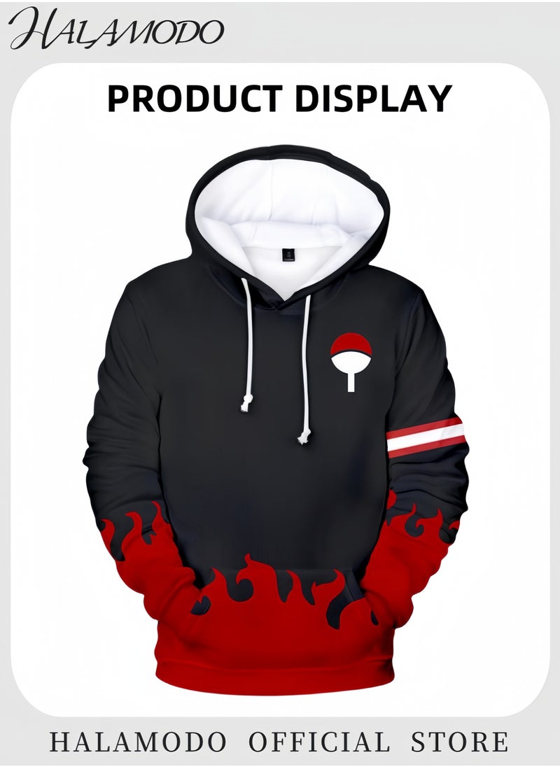 Unisex Hoodie Long-Sleeved Printed Tops Casual Sweatshirts Soft Sportswear Fashion Youth Pullovers with Drawstrings and Large Pockets for Daily Wear