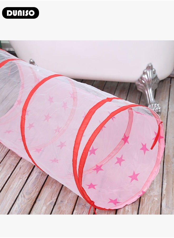 Foldable Play Tent, 3 in 1 Starry Sky Play Tent for Kids, Combo Play Toy Tent with Crawl Tunnel and Ball Pit, Stars Themed Playhouse Indoor Outdoor Games Party Children Pop Up Foldable Tent Birthday Toy for Boys Girls Baby, Ideal Gift in Holiday & Birthday