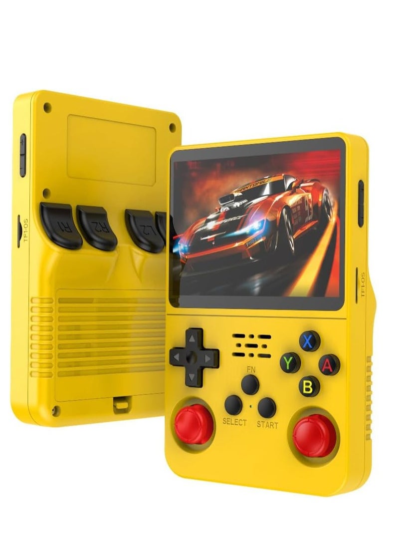 R36S Handheld Retro Gaming Console Linux System with 128G TF Card, Preloaded with 15000+ Games, Retro Video Game Console 3.5-inch IPS Screen Yellow