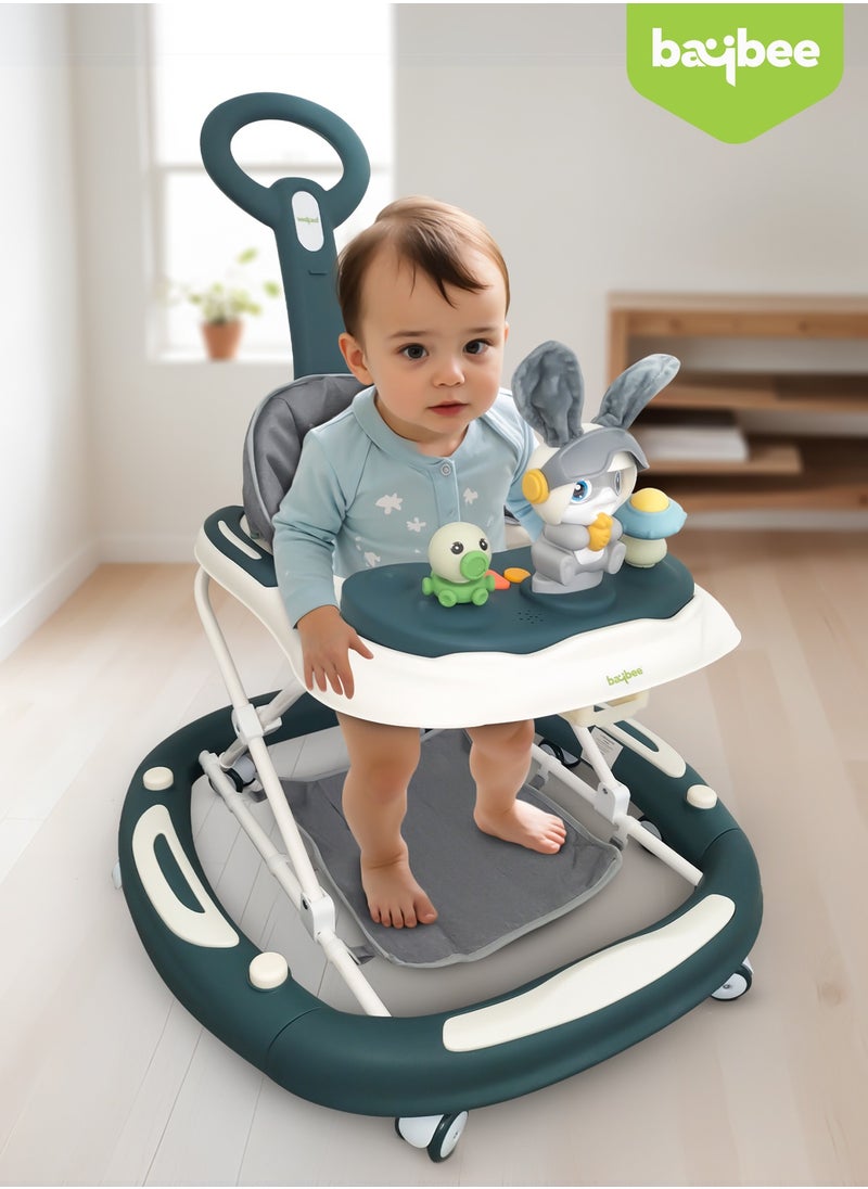 3-In-1 Baby Walker With Rocker Mode, Parental Push Handle, Musical Toy Bar, Adjustable Height, Footmat, 6 To 24 Months