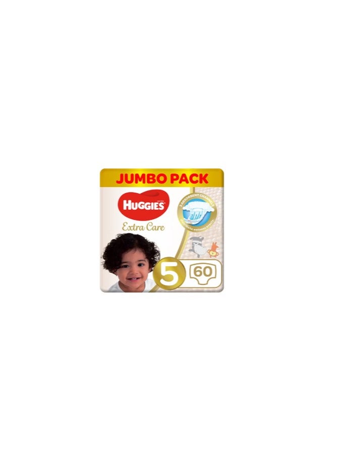 Huggies Extra Care, Size 5, 12 -22 kg, Jumbo Pack, 60 Diapers