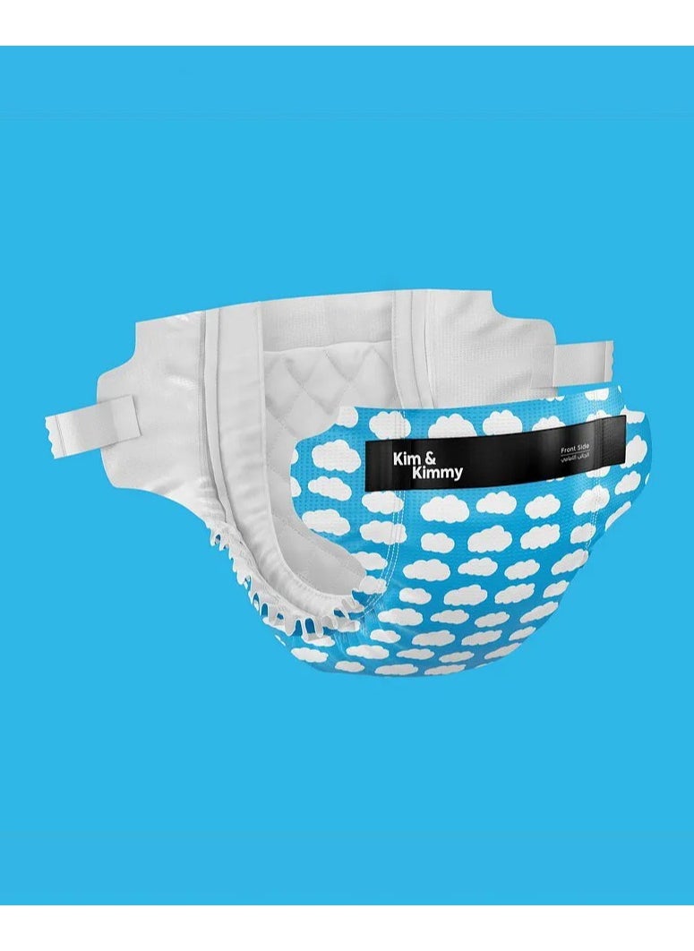 Little Clouds Tape Style Baby Diapers, 72 Pieces, Size 2, 4 to 8kg - 12Hours Leak Protection, Wetness Indicator, Quick Absorb