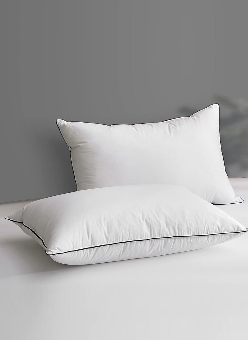 2 Piece Pack Black Line Soft Pillow With Single Piping Microfiber 50x70cm Made in Uae