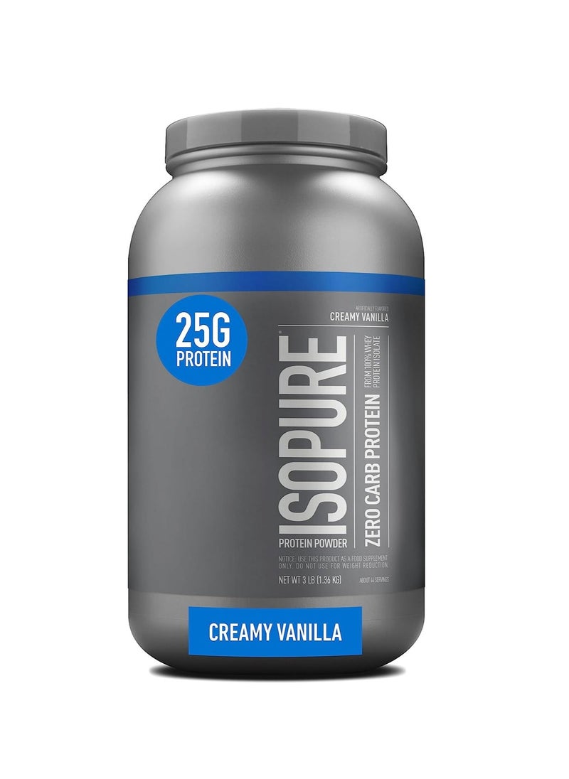 Zero Carb Whey Isolate Protein Powder Creamy Vanilla 3 lbs